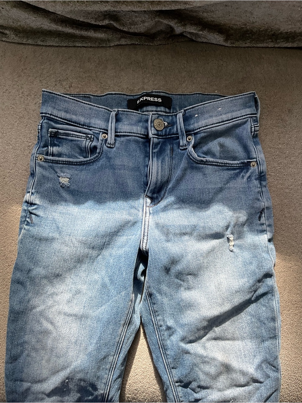 Express Light Blue Distressed Slim Jeans